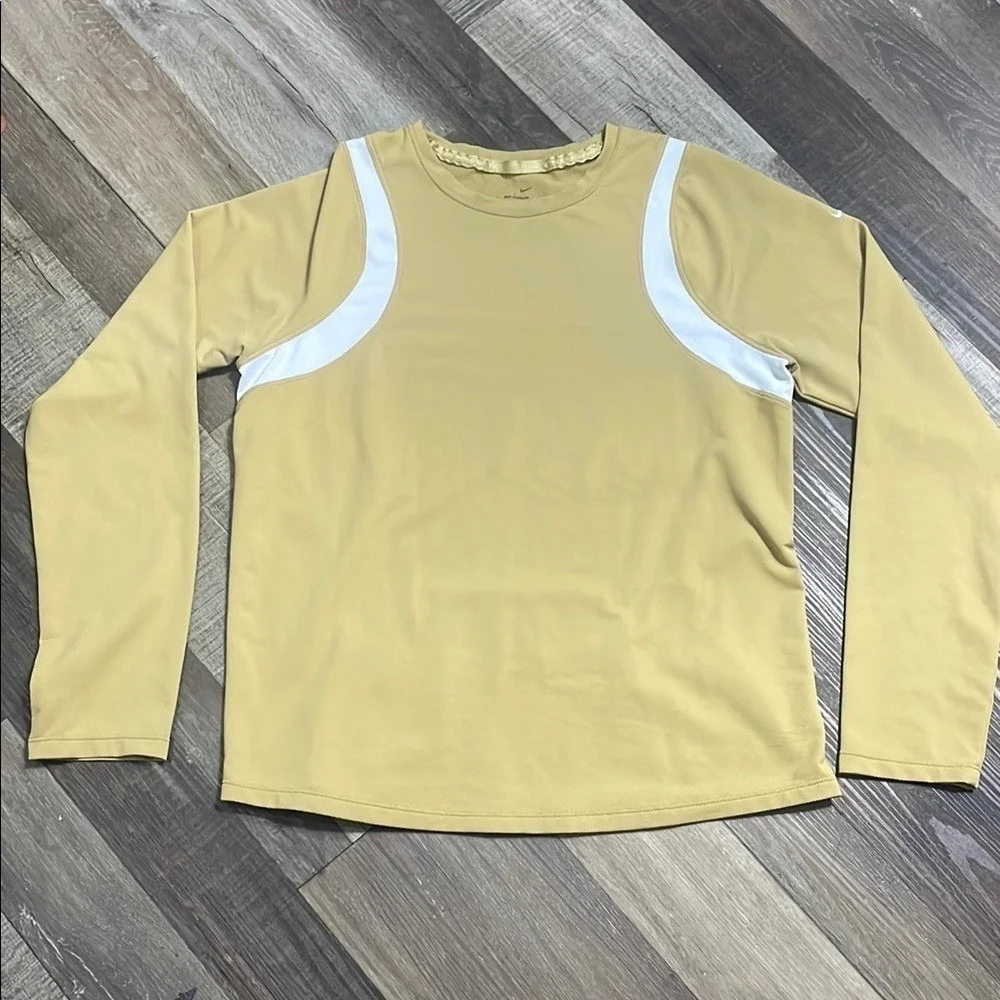 Nike Sphere Dry Long Sleeve Athletic Top Gold‎ White Women Size L